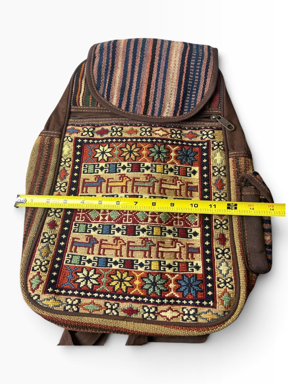 Woven Tapestry Backpack with Geometric Rug Pattern - Picture 4 of 6